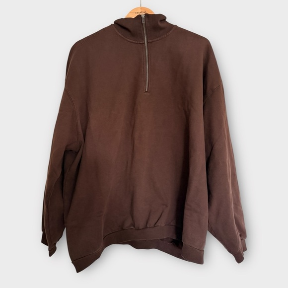 SKIMS Boyfriend Fleece Slouchy Half Zip Pullover – Espresso (NWT) OVERSIZED - Picture 9 of 12